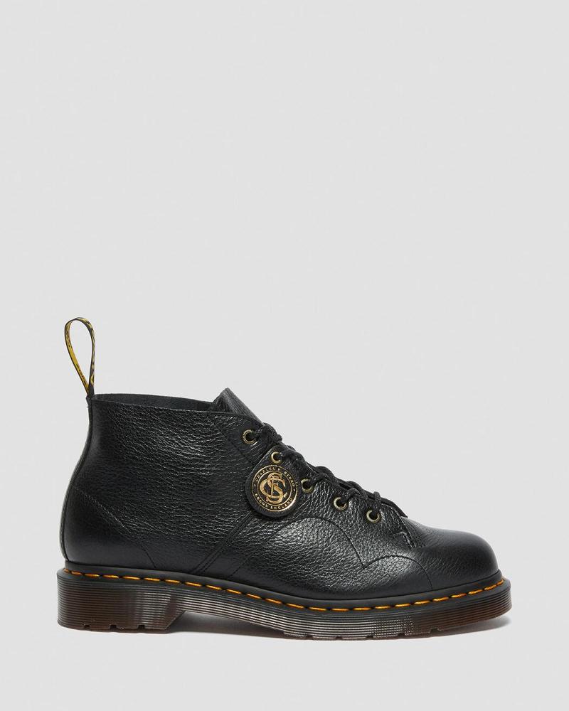 Black Men's Dr Martens Church Buckingham Leather Monkey Boots | CA 547SGL